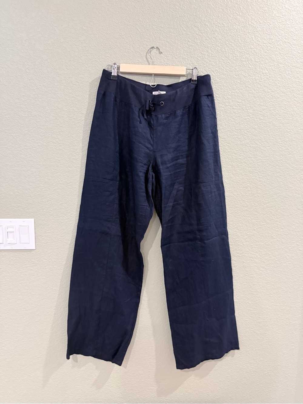Eileen Fisher- Organic Linen Navy Drawstring Pants- Size M